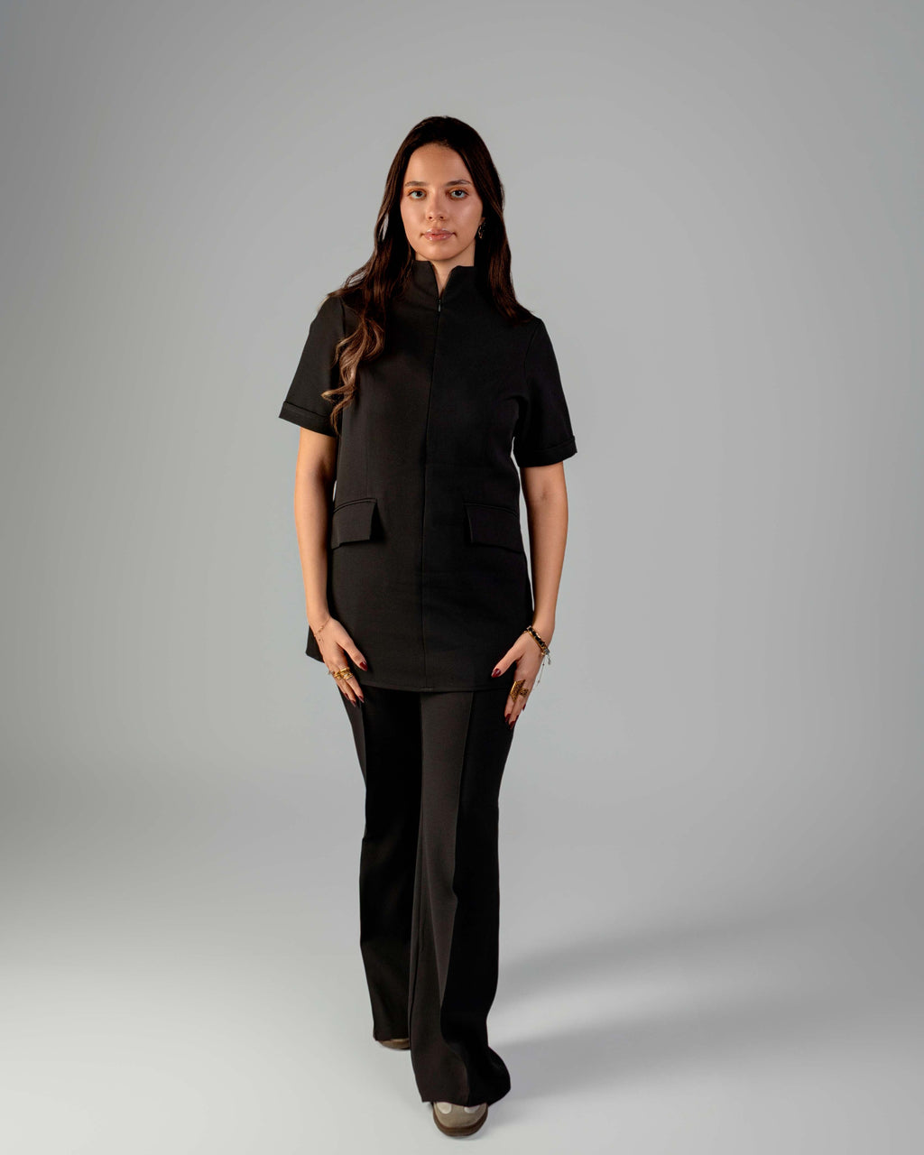 Short Sleeve Black Medical Suit