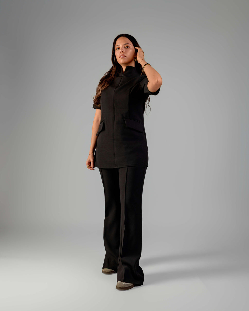Short Sleeve Black Medical Suit