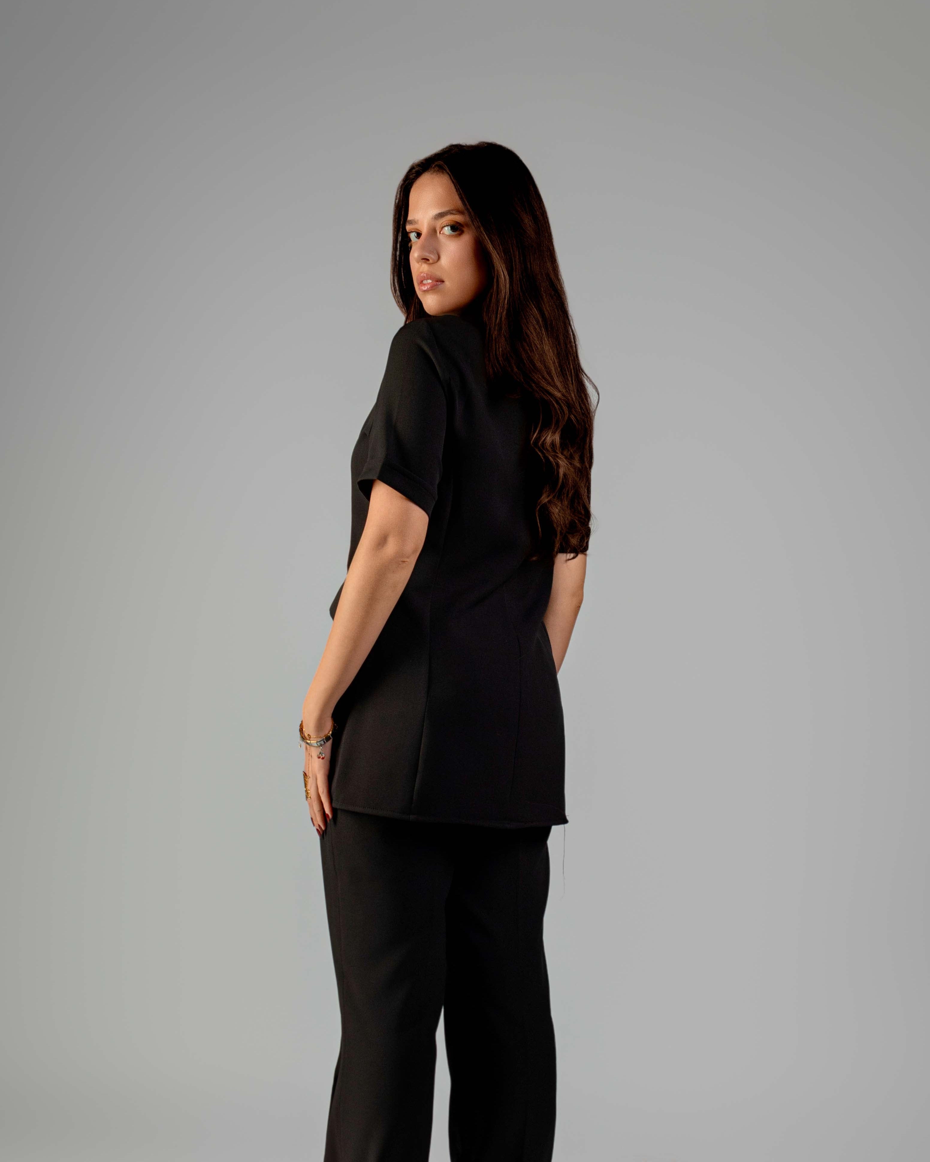 Short Sleeve Black Medical Suit