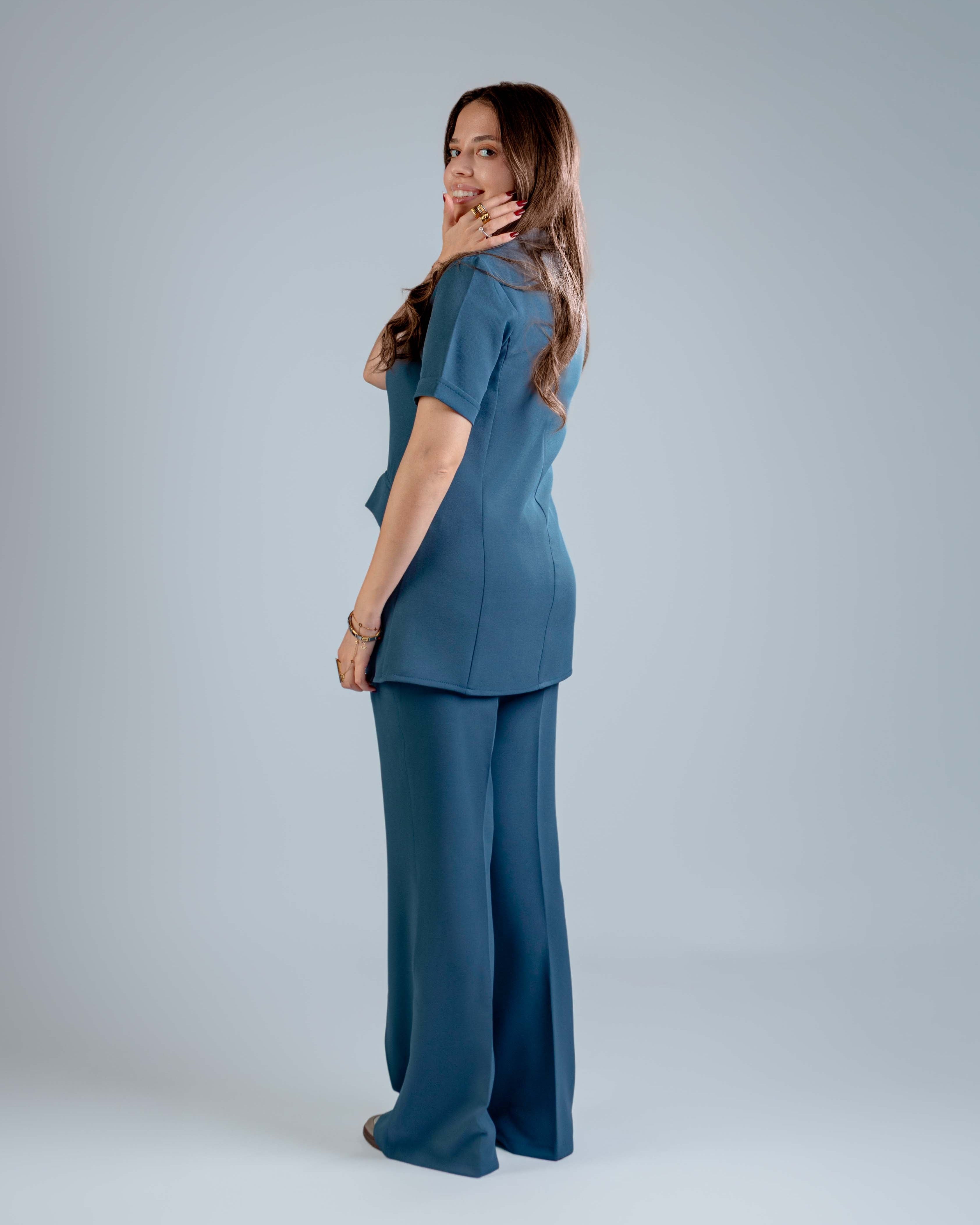 Short Sleeve Navy Blue Suit