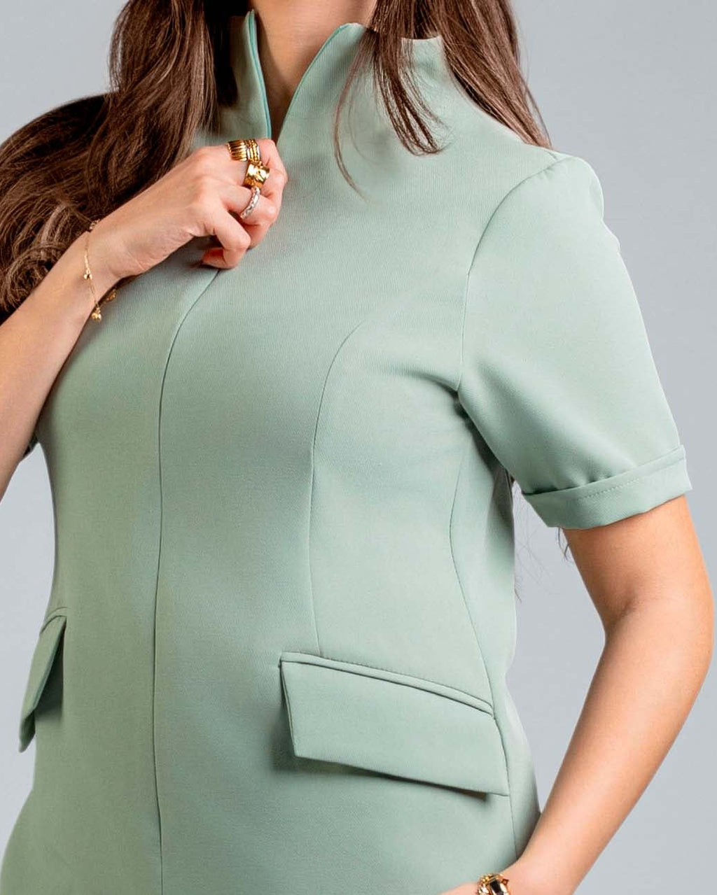 Short Sleeve Mint Green Suit