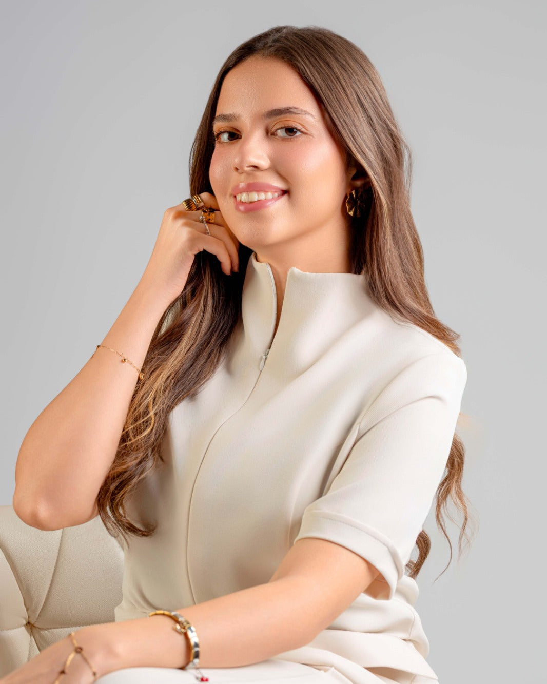 Short Sleeve Off White Suit